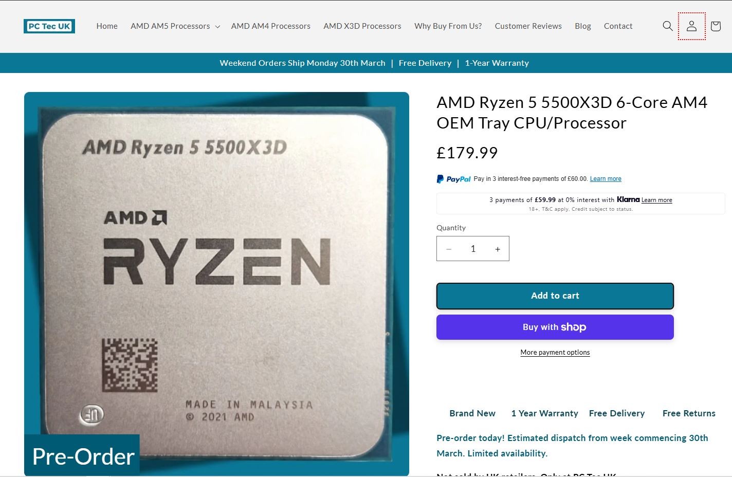 AMD Ryzen 5 5500X3D bất ngờ lên kệ tại Anh Quốc qua một cửa hàng duy nhất, giá khoảng 6,3 triệu đồng- Ảnh 2. AMD Ryzen 5 5500X3D bất ngờ lên kệ tại Anh Quốc qua một cửa hàng duy nhất, giá khoảng 6,3 triệu đồng- Ảnh 2.